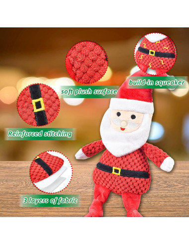 Juguetes para Perros de Navidad Lechong - Paquete de 4 Peluches