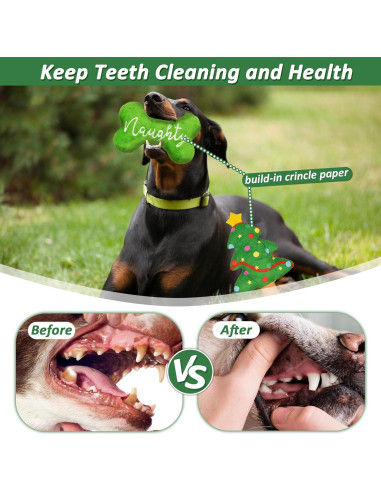 Juguetes para Perros de Navidad Lechong - Paquete de 4 Peluches