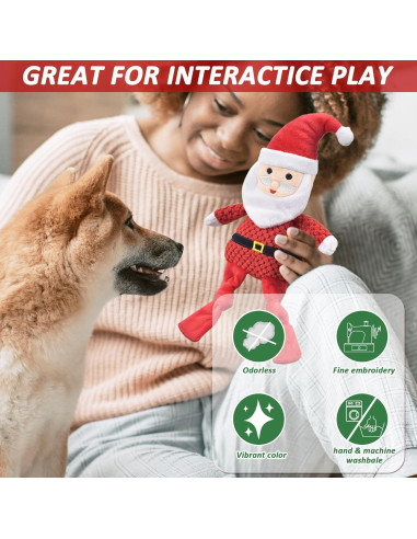 Juguetes para Perros de Navidad Lechong - Paquete de 4 Peluches