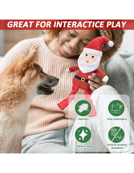 Juguetes para Perros de Navidad Lechong - Paquete de 4 Peluches