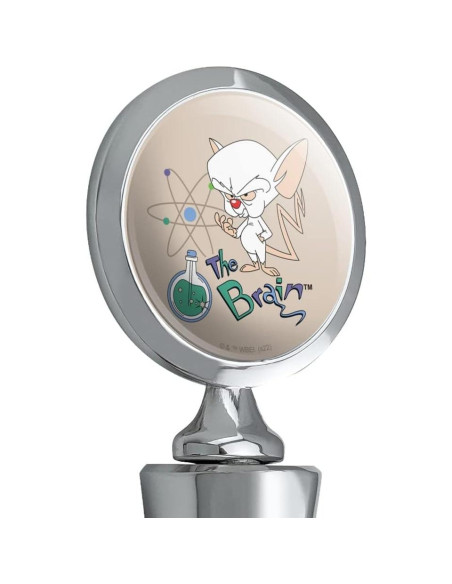 Tapón de Botella de Vino Pinky y El Cerebro - Metal Cromado