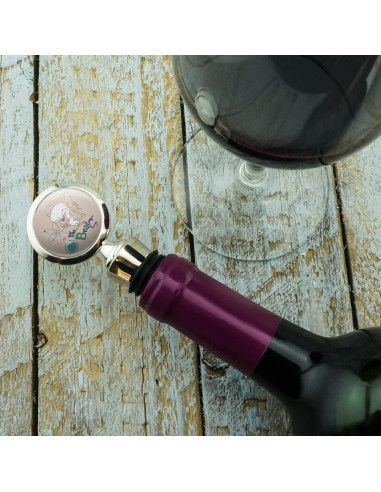Tapón de Botella de Vino Pinky y El Cerebro - Metal Cromado