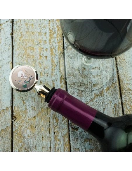Tapón de Botella de Vino Pinky y El Cerebro - Metal Cromado