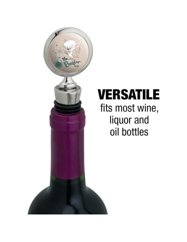 Tapón de Botella de Vino Pinky y El Cerebro - Metal Cromado