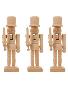 3 Figuras de Cascanueces de Madera SENTOP 12x4.5cm DIY