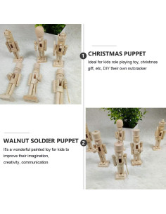 3 Figuras de Cascanueces de Madera SENTOP 12x4.5cm DIY 2