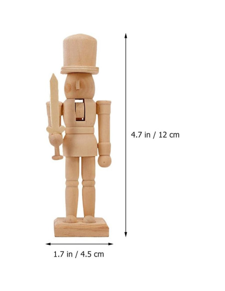 3 Figuras de Cascanueces de Madera SENTOP 12x4.5cm DIY