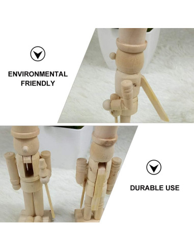 3 Figuras de Cascanueces de Madera SENTOP 12x4.5cm DIY