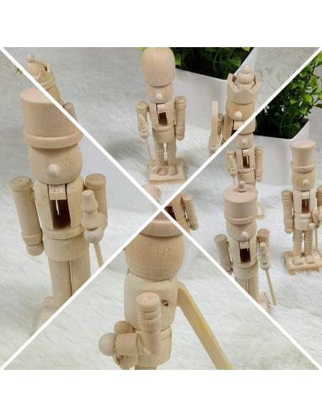 3 Figuras de Cascanueces de Madera SENTOP 12x4.5cm DIY