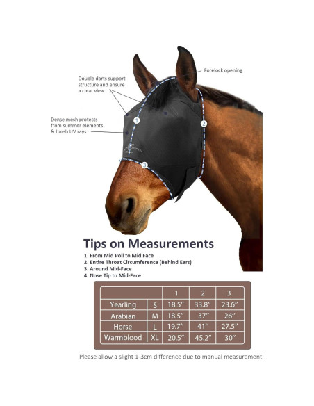 Máscara para Moscas de Caballo Harrison Howard Negra Mediana