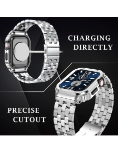 Banda de Acero Inoxidable SUPLINK 45mm para Apple Watch Plata 2