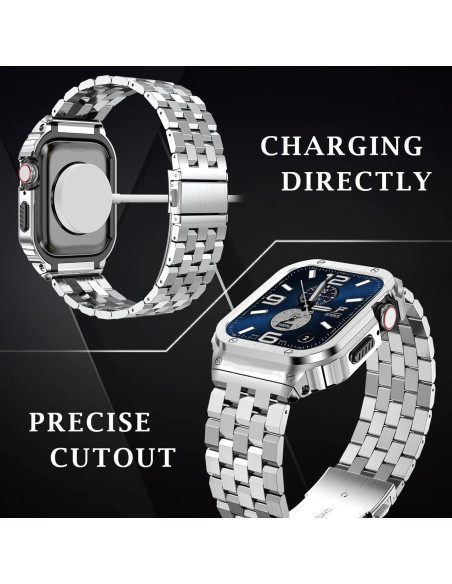 Banda de Acero Inoxidable SUPLINK 45mm para Apple Watch Plata