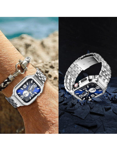 Banda de Acero Inoxidable SUPLINK 45mm para Apple Watch Plata