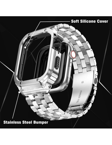Banda de Acero Inoxidable SUPLINK 45mm para Apple Watch Plata