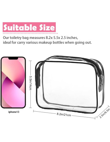 Bolsa de Aseo Transparente TSA 3 Paquetes 20.8x14x6.4cm