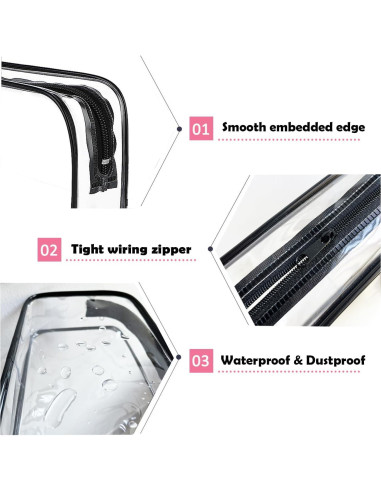 Bolsa de Aseo Transparente TSA 3 Paquetes 20.8x14x6.4cm