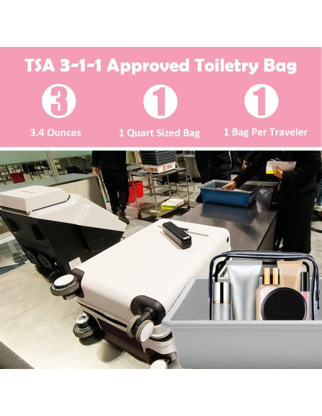 Bolsa de Aseo Transparente TSA 3 Paquetes 20.8x14x6.4cm