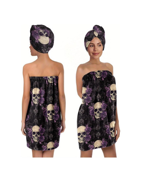 Conjunto de Toalla de Baño Gótica EE con Calavera y Turbante