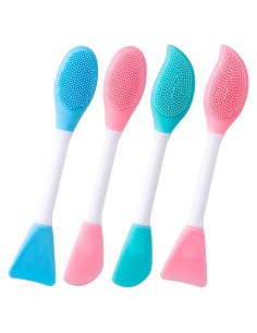 4 Cepillos Faciales de Silicona YALOJE 2 en 1 Doble Cara