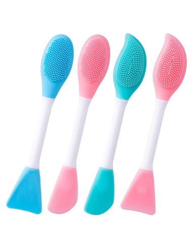4 Cepillos Faciales de Silicona YALOJE 2 en 1 Doble Cara