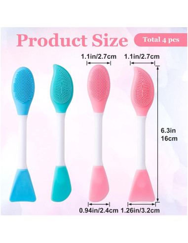4 Cepillos Faciales de Silicona YALOJE 2 en 1 Doble Cara
