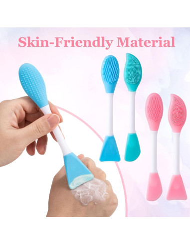 4 Cepillos Faciales de Silicona YALOJE 2 en 1 Doble Cara