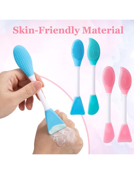 4 Cepillos Faciales de Silicona YALOJE 2 en 1 Doble Cara