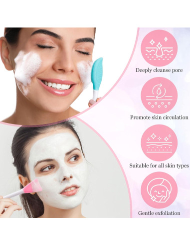 4 Cepillos Faciales de Silicona YALOJE 2 en 1 Doble Cara
