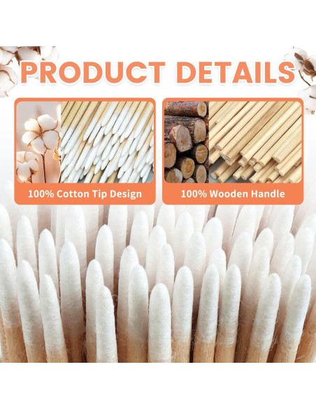 Bastoncillos de Algodón de Precisión WYKOO 1600pcs 10cm