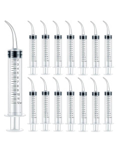Jeringas de Plástico TIHOOD 12ml 15PCS Punta Curvada