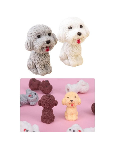 24 Borradores de Lápiz de Perro Waremew - Multicolor, 3D