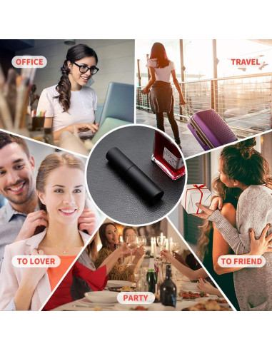 Atomizador de Perfume Recargable Aufew 10ml Negro a Prueba de Fugas