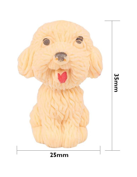 24 Borradores de Lápiz de Perro Waremew - Multicolor, 3D