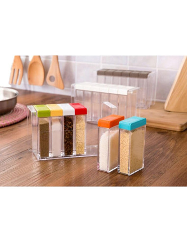 Set de 6 Tarros de Especias Windspeed con Bandeja - Portátil
