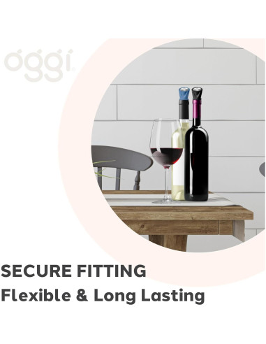 Set de 2 Tapones de Silicona OGGI para Botellas de Vino