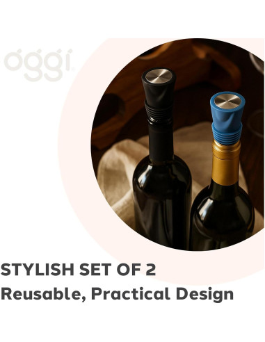 Set de 2 Tapones de Silicona OGGI para Botellas de Vino