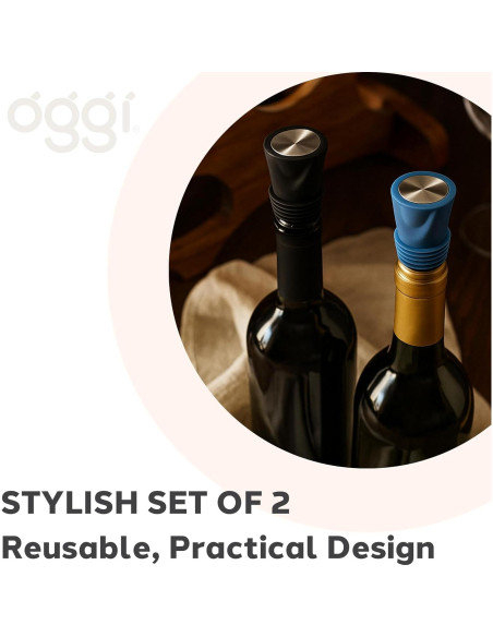 Set de 2 Tapones de Silicona OGGI para Botellas de Vino
