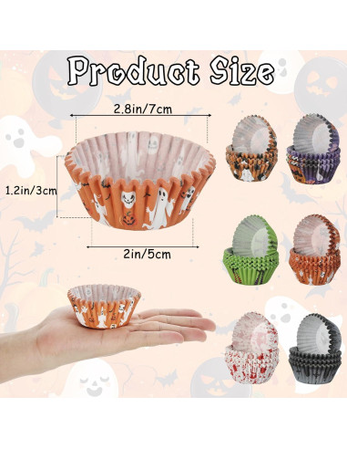 600 Forros para Cupcakes de Halloween PAJIXANTHIC - 5.08 cm