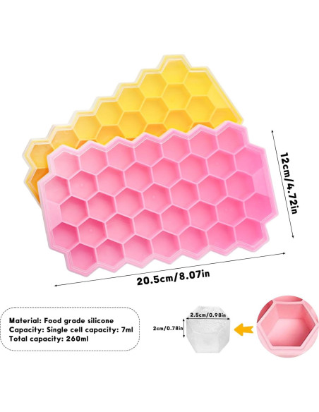 Bandejas de Hielo Mtruil en Silicona Panal 2 Pcs 74 Cavidades