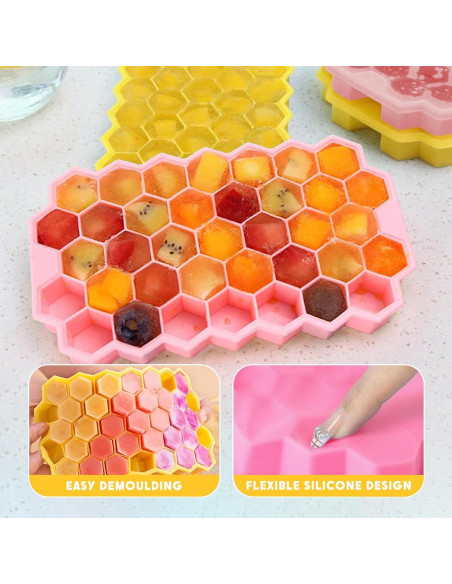 Bandejas de Hielo Mtruil en Silicona Panal 2 Pcs 74 Cavidades