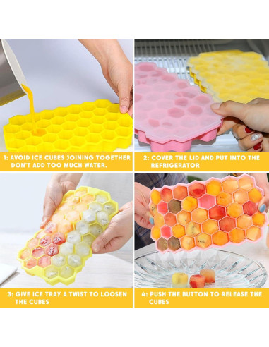 Bandejas de Hielo Mtruil en Silicona Panal 2 Pcs 74 Cavidades