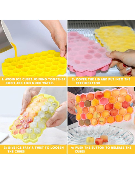 Bandejas de Hielo Mtruil en Silicona Panal 2 Pcs 74 Cavidades