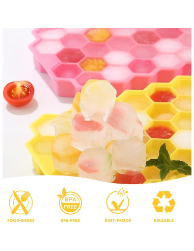 Bandejas de Hielo Mtruil en Silicona Panal 2 Pcs 74 Cavidades