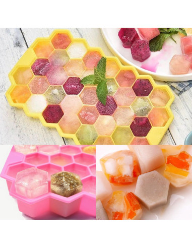 Bandejas de Hielo Mtruil en Silicona Panal 2 Pcs 74 Cavidades