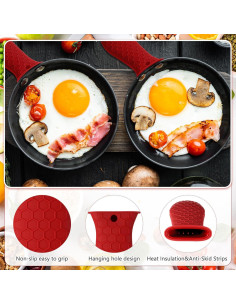 Funda de Mango de Silicona Patelai 2 Piezas Rojo Antideslizante 2