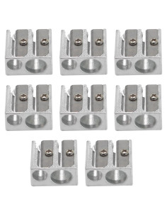 Paquete de 8 Sacapuntas de Metal Bonsicoky 2 Agujeros Plata