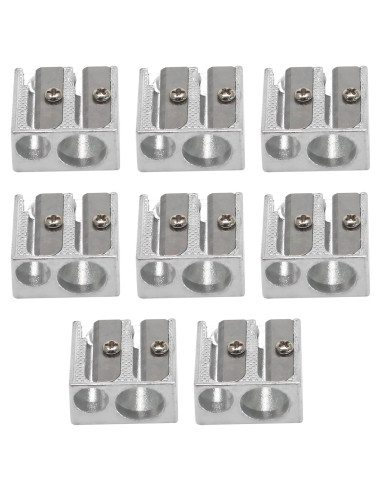 Paquete de 8 Sacapuntas de Metal Bonsicoky 2 Agujeros Plata