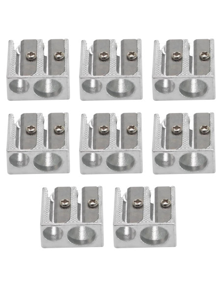 Paquete de 8 Sacapuntas de Metal Bonsicoky 2 Agujeros Plata