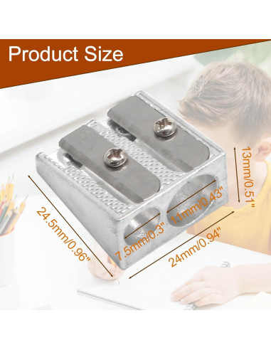 Paquete de 8 Sacapuntas de Metal Bonsicoky 2 Agujeros Plata