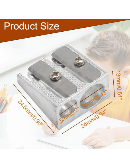 Paquete de 8 Sacapuntas de Metal Bonsicoky 2 Agujeros Plata